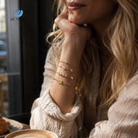 Bracelet tendance SUMMLY pour femme, en acier inoxydable plaqué or 18 carats, avec nœud papillon et cinq perles rondes en zircon, bijou de mode pour le quotidien