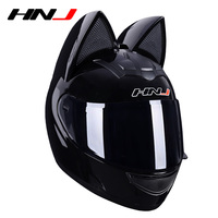 Casco de Motocicleta con Orejas de Gato para Hombre y Mujer, Casco de Cara Completa con Certificación Estándar DOT