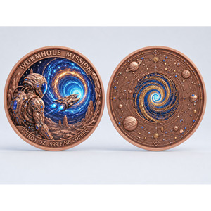 Moneta in Rame Puro 999 da 1 oz, <span class=keywords><strong>Serie</strong></span> Aliena 3D ad Alto Rilievo, Mondo Oltre l'Universo, Colore UV, Edizione da Collezione Colorata - Product Image 4