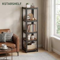Étagère d'angle industrielle robuste en fer et bois, réglable, à 5 ou 6 niveaux, pour salon