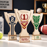 Plaque de trophée en bois pour champion, décoration de récompense sportive, souvenir d'événement scolaire gravé sur mesure, cadeau artisanal à exposer