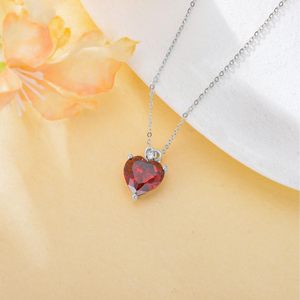 Heart Shaped Garnet January Birthstone <b>Necklace</b> 14K Gold Interlocking Heart Bail Pendant With Tiny Diamond Dainty Daily Wear - Product Image 2
