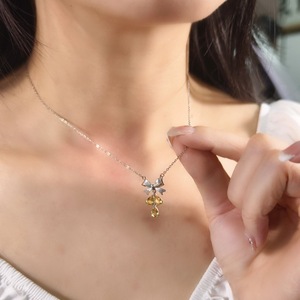 Collar de Plata de Ley 925 de Alta Calidad con Borla y Lazo, con Piedra Natural en Forma de Gota de Agua de 4*6mm, para Regalo - Product Image 3