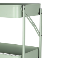 Chariot de rangement multifonctionnel moderne à 3 niveaux en fer vert avec rebord surélevé anti-basculement pour légumes de cuisine