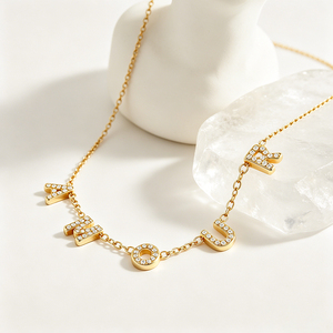 Collana con Ciondolo a Forma di Lettera <span class=keywords><strong>AMOUR</strong></span> in Acciaio Inossidabile Placcato Oro 18k, Regalo per Donne, Gioielli in Acciaio Inossidabile all'Ingrosso - Product Image 3
