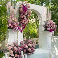 Glamoureuze Stofrose Kunstmatige Rozen Orchidee 200x40cm Tafel Altaar Decoratie Bruiloft Decoratie Benodigdheden Kunstbloemen Rij