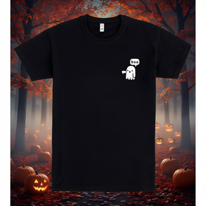 T-shirt Ghost Of Disapproval nera a maniche corte con design di Halloween - Product Image 3
