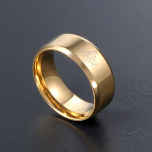 Men's Titanium Steel <b>Ring</b> Freemasonry Symbol Geometric Design SA579 Jewelry Gift - Product Image 3