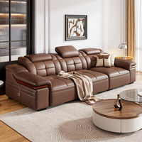 Ensemble de canapés multifonctionnels en cuir véritable de luxe moderne, 1, 2, 6, 7 places, canapé d'angle combiné en cuir, canapé en L de grande taille
