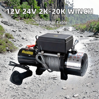 Motor Winch Listrik Baja 12V 24V 4500 Lbs dengan Tali Kawat Baja untuk Penggunaan Mobil & Kapal, Kontrol Jarak Jauh, Motor 1400W