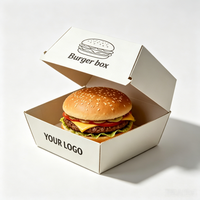 Caja de Cartón Kraft Cuadrada para Hamburguesas, con Diseño Personalizado e Impresión a Medida, para Comida para Llevar, Venta al por Mayor para Restaurantes