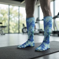 Chaussettes de compression respirantes à la cheville pour femmes, sans couture, multicolores, à motif tie-dye, à sublimation, élastiques