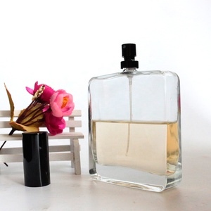FENGJUN Flacon de parfum en verre transparent de forme carrée de haute qualité de 100 ml avec impression sérigraphique, couvercle en métal et boîte cadeau incluse - Product Image 4