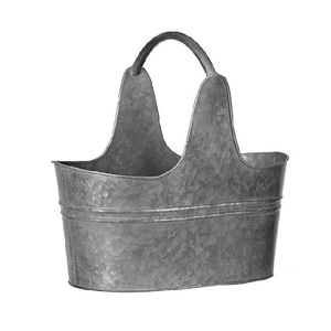 Grandes jardinières galvanisées Pot et jardinière décoratifs pour la maison et le jardin pour la verdure Jardinières décentes avec manche en bois - Product Image 5