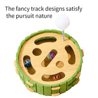 Kit de Jouets pour Chat Écologique Haut de Gamme en Bois et Feutre, avec Plume Tournante, Disque Rotatif Durable, Balle et Griffoir Stable pour Chats et Chatons