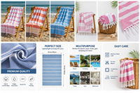 Grande serviette de plage à pompons, tissée douce, légère, utilisable comme paréo de bain, couverture de voyage, pour piscine, complexe hôtelier, pique-nique, vacances d'été et activités de plein air