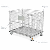 Cage de stockage logistique haute capacité en treillis métallique, conteneur robuste pour entrepôt, idéal pour le stockage et le transport industriels