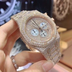 Montre chronographe 41 mm avec mouvement 7750, diamants et morganite - montre personnalisée de haute qualité avec diamants - Product Image 2