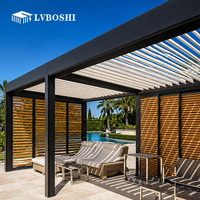 Auvent extérieur en aluminium avec rideau pare-soleil résistant aux ouragans et contrôle intelligent pour balcon