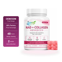 Gummies de collagène NAD à marque privée avec collagène hydrolysé, acide hyaluronique, vitamine C, sans sucre, 60 gummies, OEM ODM, vente en gros