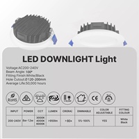 Spot encastré LED ultra-plat Australie, homologué CE SAA IP44, 4 pouces (120 mm) de découpe, 8W 10W 12W, dimmable, 3 températures de couleur