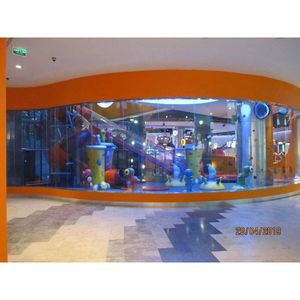 Fiberglass <b>Reception</b> Desk Semicircular Contemporary <b>Design</b> With Led Light For Mall Commercial Furniture - Product Image 3