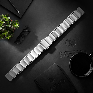 Bracelet de montre en argent, bracelet de remplacement en acier inoxydable pour hommes, usage professionnel et décontracté - Product Image 1