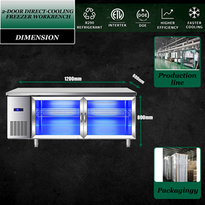 โต๊ะทำงานสแตนเลส ตู้แช่สลัดบาร์เชิงพาณิชย์ โต๊ะแช่แข็ง อุปกรณ์ทำความเย็นสำหรับครัวและจัดเลี้ยง ตู้เย็นแบบมีโต๊ะทำงาน - Product Image 2