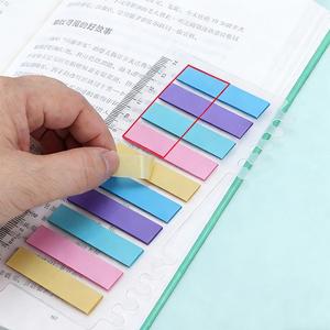 1pc Multi-color Mixed Long Self-adhesive Label Stickers <b>Memo</b> <b>Pads</b> Ruler Design Page Markers 200 Sheets Office School - Product Image 4