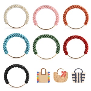 Manico <span class=keywords><strong>per</strong></span> Borsa con Perle Finte da 12cm in 7 Colori, <span class=keywords><strong>Telaio</strong></span> in Zinco Resistente, Accessorio Sostitutivo <span class=keywords><strong>per</strong></span> Borse da Sera Intrecciate Fai-da-Te - Product Image 1