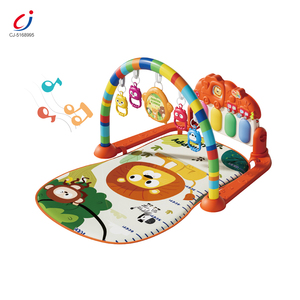 Tapis de jeu musical Chengji pour bébé, tapis de pique-nique, tapis de jeu pour bébé motif lion de la forêt, tapis de gym musical avec jouets sensoriels - Product Image 1