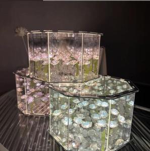 โคมไฟตั้งโต๊ะรูปดอกกุหลาบแปดเหลี่ยม แสงไฟ LED สามมิติ ดีไซน์สร้างสรรค์ โคมไฟข้างเตียง งานแฮนด์เมดเสมือนจริง สำหรับตกแต่งบ้าน - Product Image 4