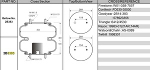 สปริงลมสำหรับรถบรรทุกขายส่ง Vigor 2B-5383 / สปริงโช้คอัพลม Firestone W013587557 ระบบกันสะเทือนแบบลม - Product Image 4