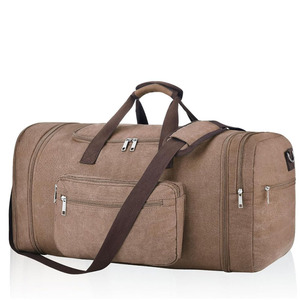 Bolsa de Viaje Extensible de Lona de 60L, Impermeable, para Fin de Semana, con Correa de Hombro Desmontable para Hombre - Product Image 1