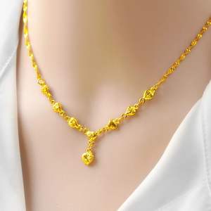 Kalung liontin ukiran baru perhiasan rantai kasual wanita berlapis emas 24K liontin berbentuk kacang emas <span class=keywords><strong>Dubai</strong></span> - Product Image 4