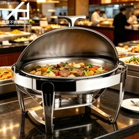 Hotelbedarf Roll-Top Silbernes Eiförmiges Edelstahl-Chafing-Dish 9L Fassungsvermögen Buffet-Speisenwärmer-Set für Catering und Hochzeiten