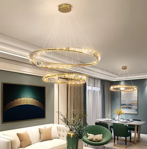 Zèle éclairage moderne led circulaire lumière style nordique métal murano verre pendentif anneau lustres - Product Image 5