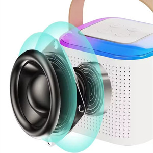 Lonvel 2 en 1 professionnel minuscule maison Led Mobile Portable karaoké micro ensemble et Mini haut-parleur Y1 avec 2 microphones sans fil <span class=keywords><strong>chanteur</strong></span> - Product Image 4