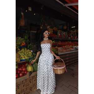 Vestido Largo Blanco con Diseño Personalizado de Puntos de Polka, Elegante y Sexy, Moda de Verano para Damas de Oficina, Tallas XS-XL Disponibles para el Día - Product Image 3