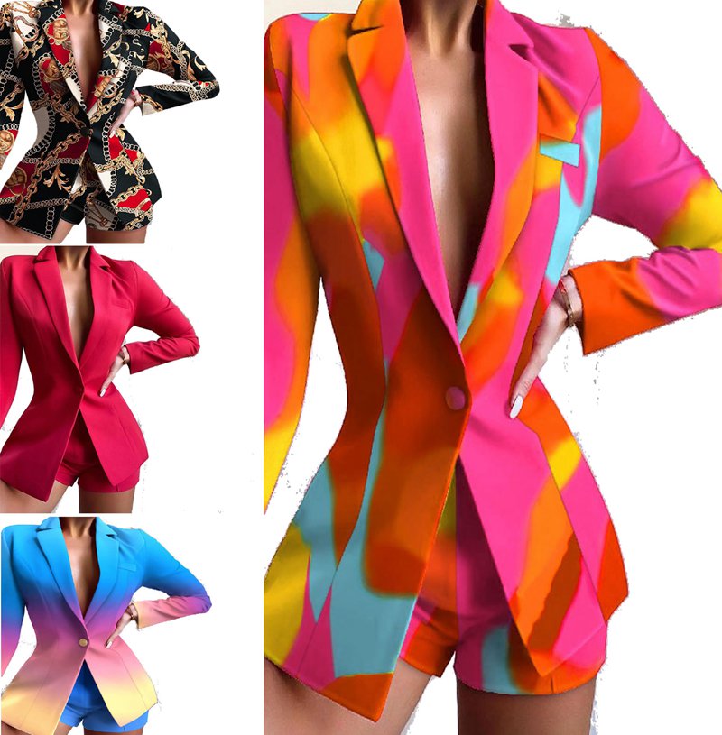 Y207036 autumn and winter European and American women's clothing temperament slim short pants two-piece suit suit