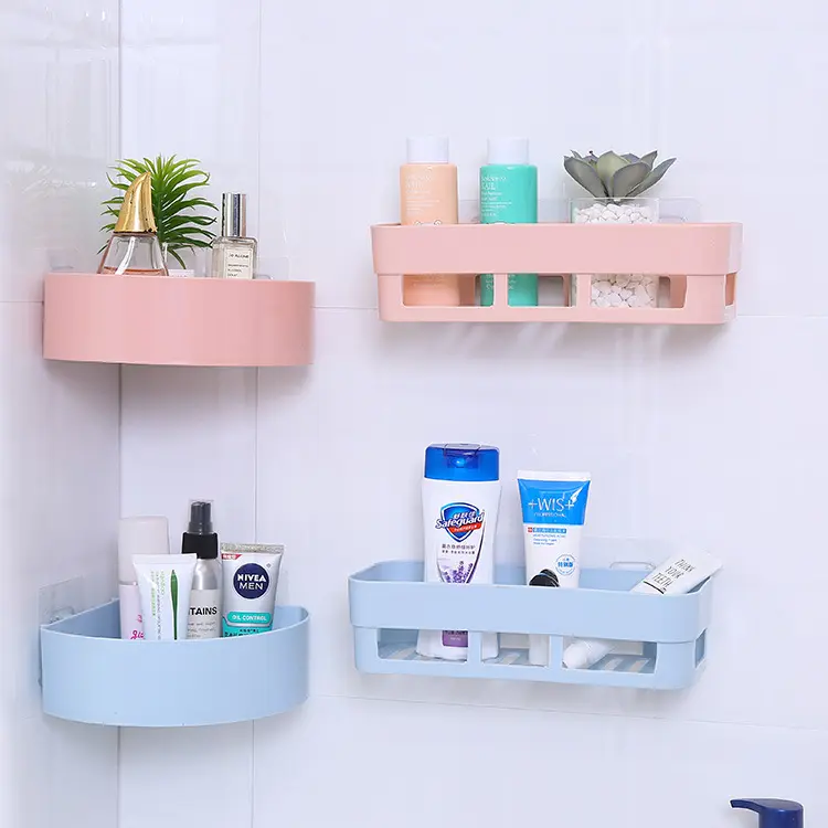 Badezimmer Wand halterung Organizer Rack frei Stanzen nahtlose Saug Kunststoff Wand Toiletten artikel Lager regal