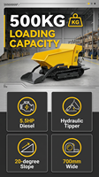 Mini-dumper hydraulique robuste de 500 kg : Transporteur sur chenilles diesel de 5,5 CV pour la construction et l'utilisation en verger