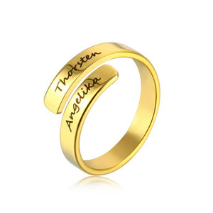 Stainless Steel <strong>Personalise</strong> Blank Open Wrap Adjustable <strong>Ring</strong> Custom Engraved Two Triple <strong>Name</strong> Layered Cuff <strong>Ring</strong> for Gift - Product Image 3