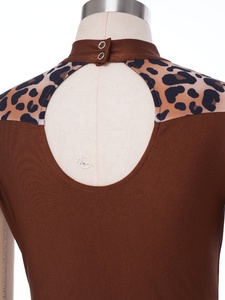 Justaucorps de gymnastique pour enfants, imprimé peau de serpent, col montant, manches longues, empiècements en maille, dos découpé, pour la danse, les compétitions et l'entraînement des filles - Product Image 4