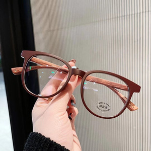 Lunettes de Myopie à Monture <span class=keywords><strong>Ronde</strong></span> Vintage pour Ordinateur, Lunettes Anti-Lumière Bleue, Grain de <span class=keywords><strong>Bois</strong></span>, 0 Dioptrie - Product Image 5