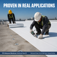 Membrane TPO thermosoudable haute résistance pour la construction de toitures à faible pente, membrane imperméable en polyoléfine thermoplastique en rouleau