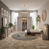 Ensemble de meubles de chambre à coucher modernes MULUNKA, taille king, avec rangement, hauteur réglable, en bois, pour la maison, l'hôtel et la villa