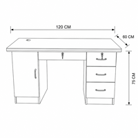 Scrivania Ergonomica Semplice ed Elegante da 120cm in Truciolato Rivestito in Melamina per Studio e Ufficio