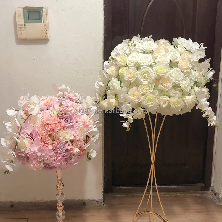 Giga luxe HAUTE QUALITÉ rose 60cm support trompette vase centres de table pour boule de fleurs artificielle 3D ronde
