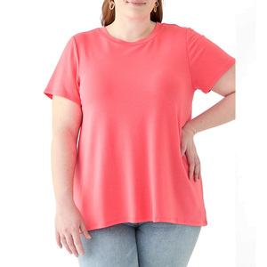 T-shirt Premium Femme Grande Taille en Polyester/Coton, Coupe Ample, Manches Courtes, Sans Étiquette, Logo Uni, Respirant, Confort Quotidien - Product Image 1
